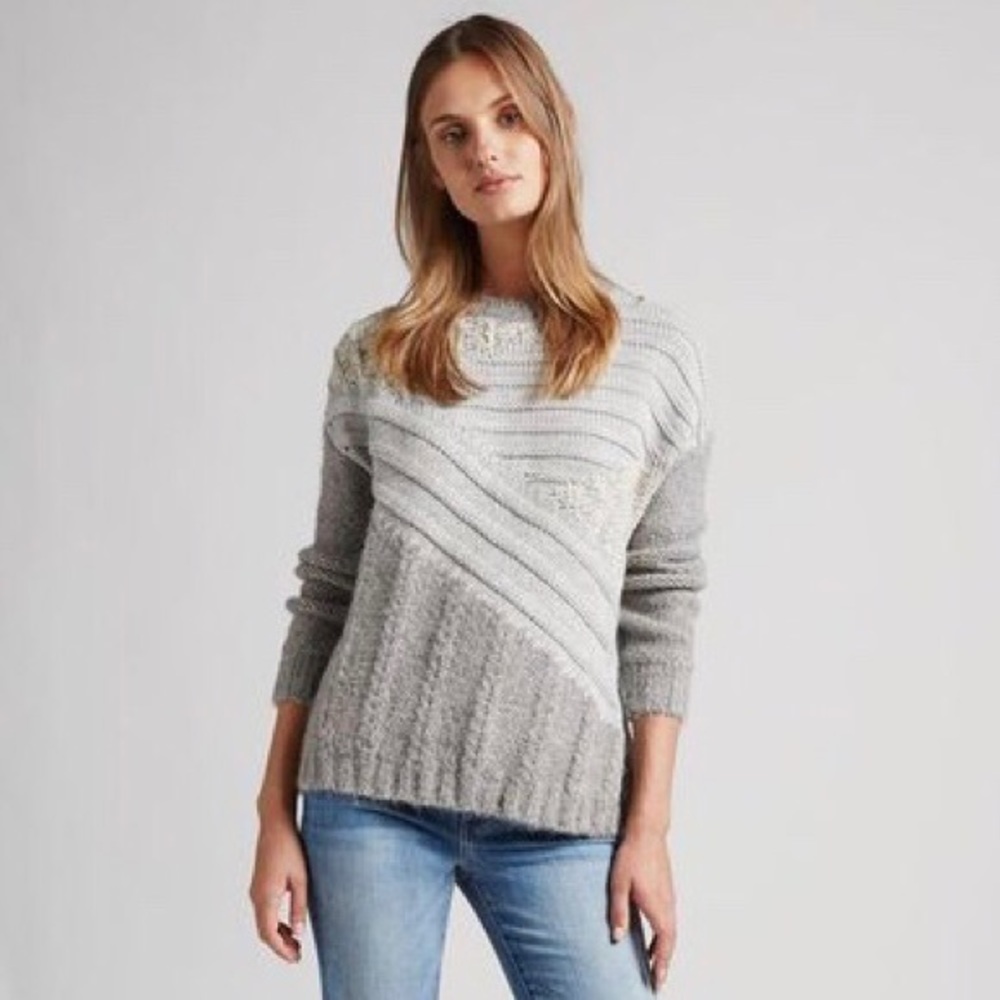 NWT CURRENT ELLIOT The Mixed Cable Sweater Size 1